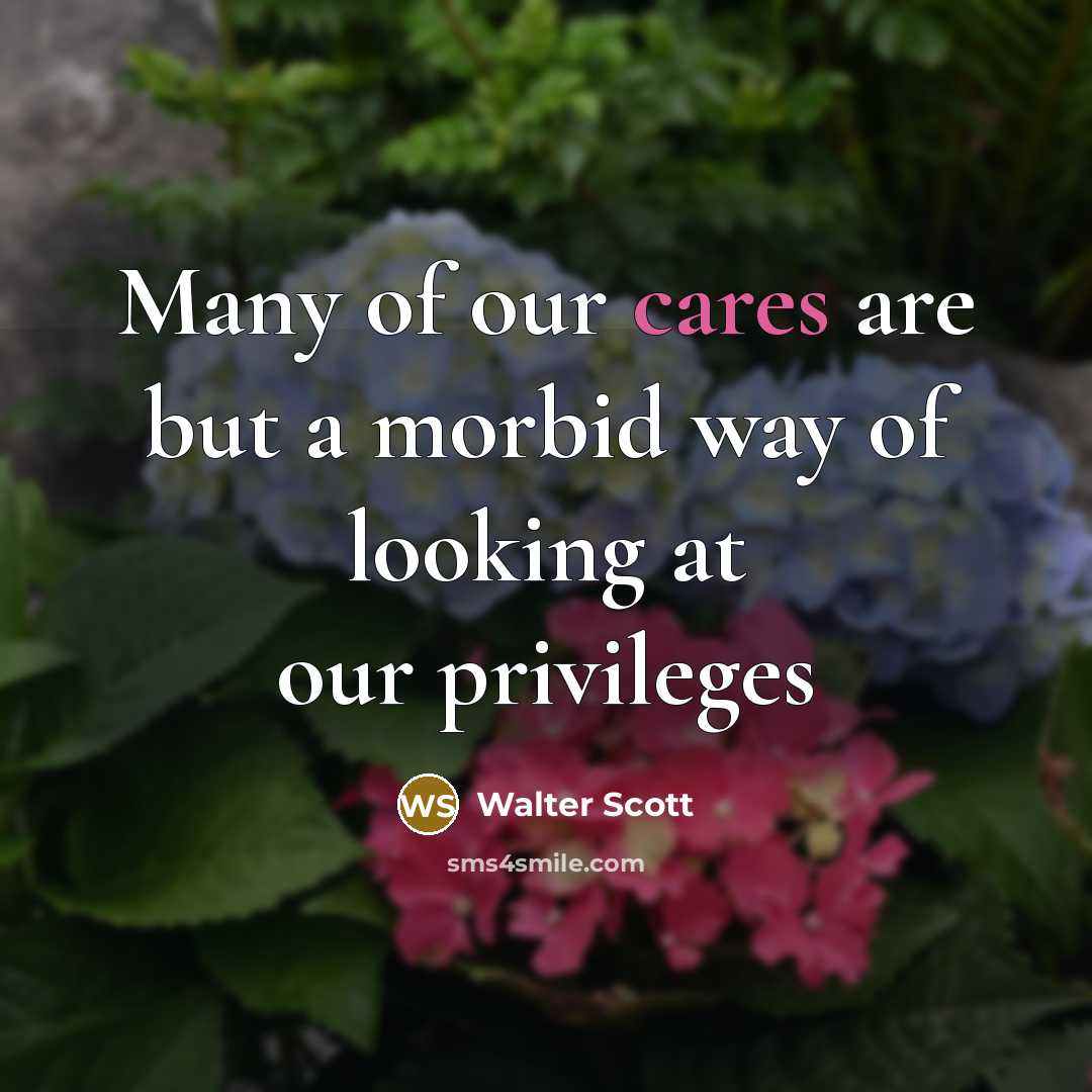 “Many of our cares are but a morbid way of…” quote by Walter Scott