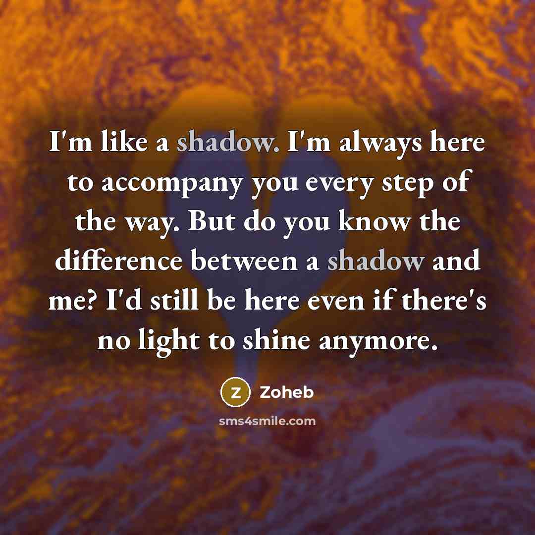 “I'm like a shadow. I'm always here to accompany you…” quote by Zoheb