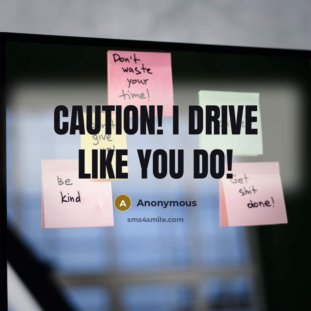 “CAUTION! I drive like you do!…” quote by Anonymous