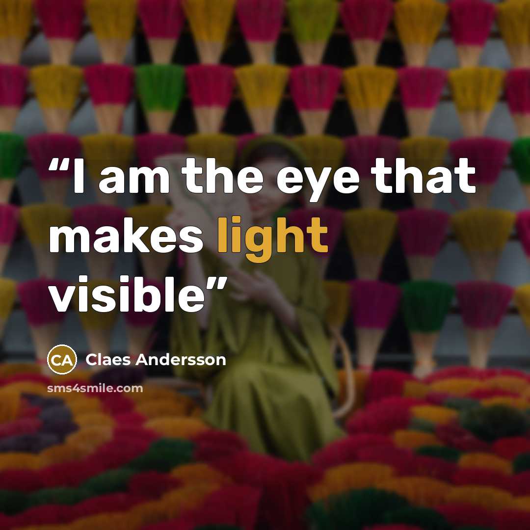 “I am the eye that makes light visible” quote by Claes Andersson