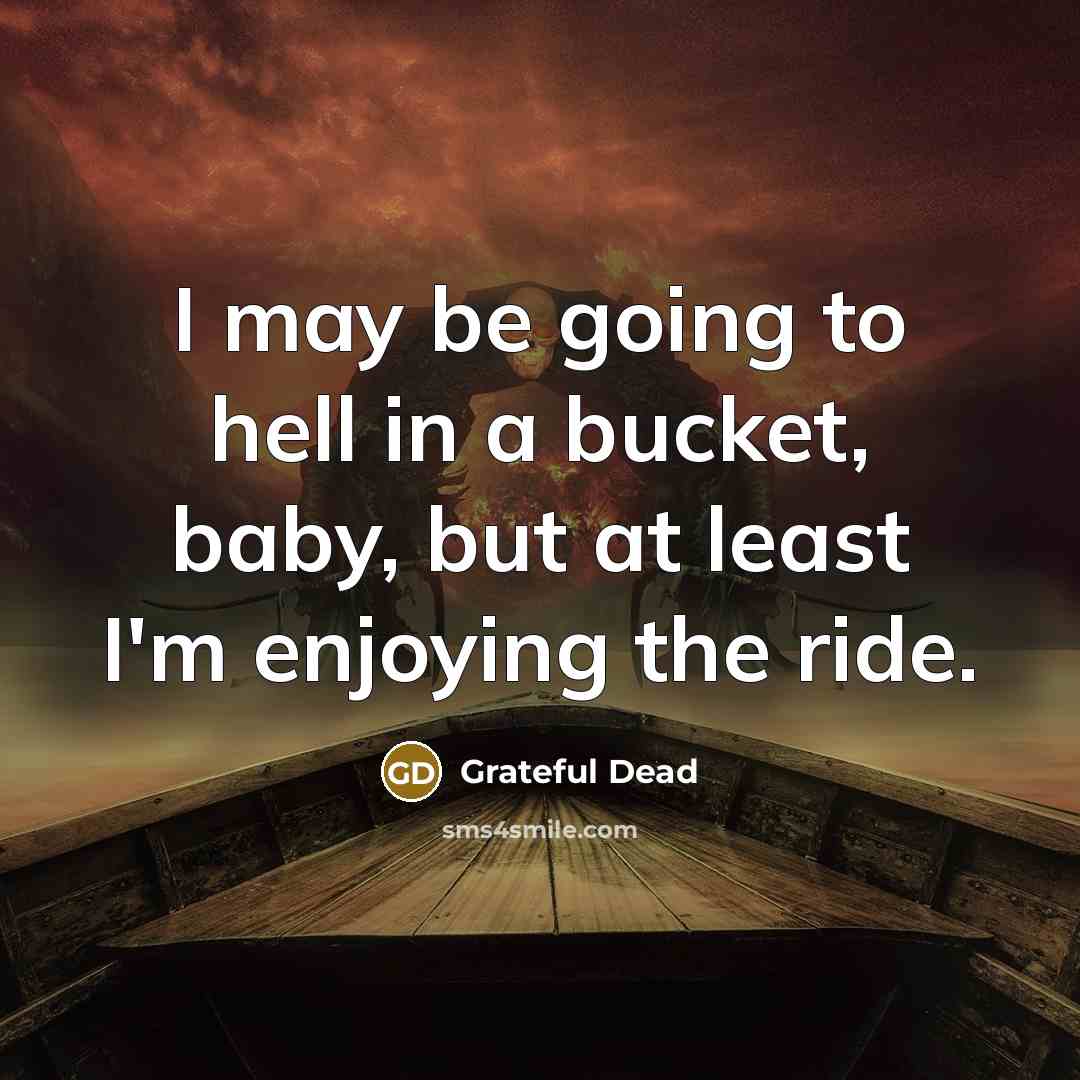 “I may be going to hell in a bucket, baby, but at least I'm enjoying the ride.” quote by Grateful Dead