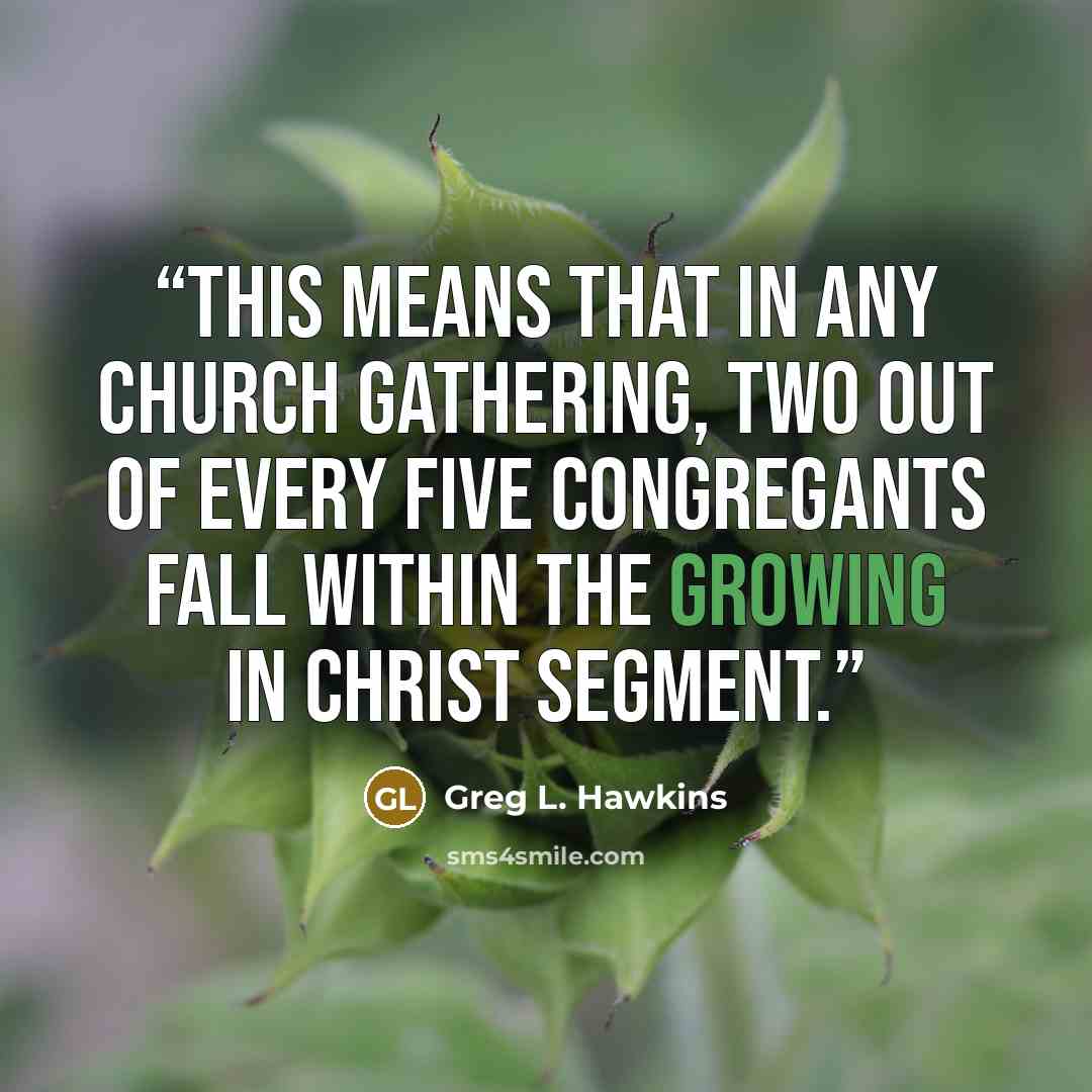 “This means that in any church gathering, two out of every five congregants fall within the Growing in Christ segment.” quote by Greg L. Hawkins