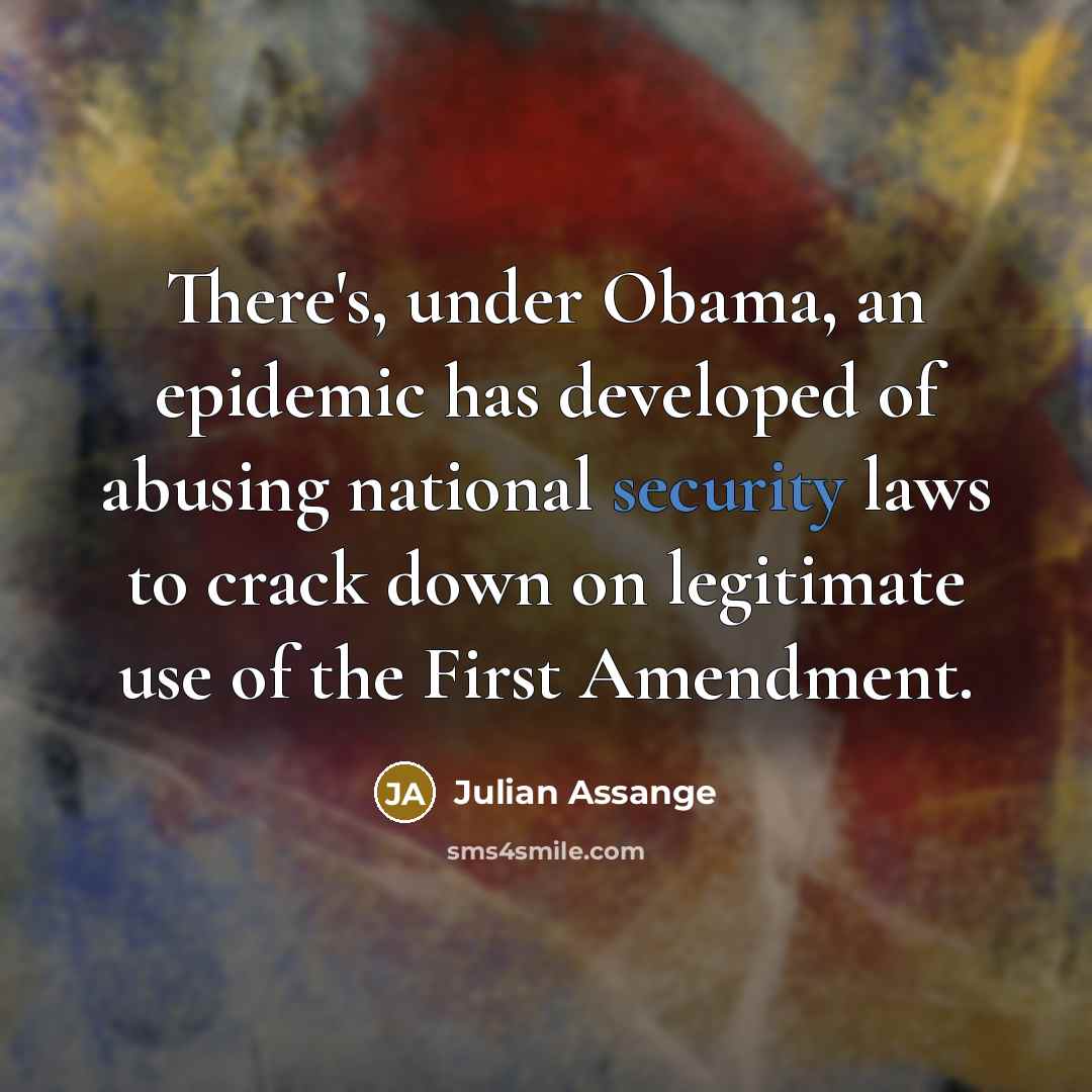 “There's, under Obama, an epidemic has developed of abusing national…” quote by Julian Assange