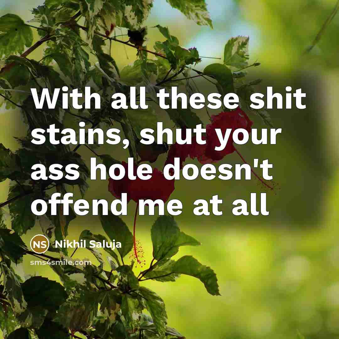 “With all these shit stains, shut your ass hole doesn't…” quote by Nikhil Saluja