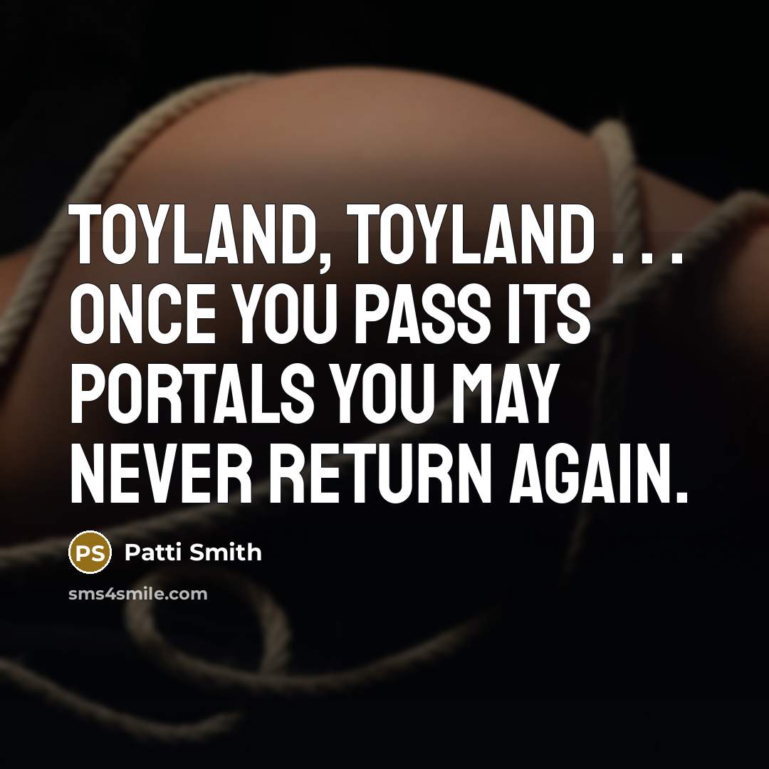 “Toyland, toyland . . . once you pass its portals…” quote by Patti Smith
