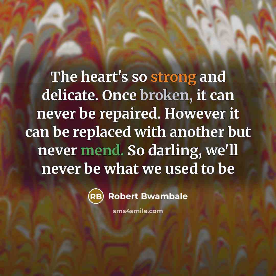 “The heart's so strong and delicate. Once broken, it can…” quote by Robert Bwambale