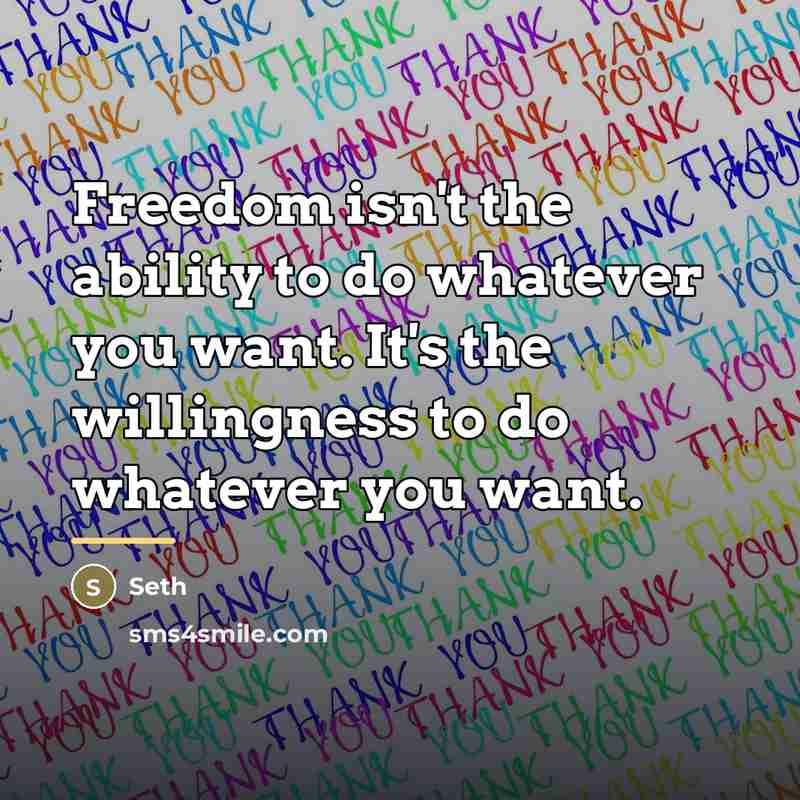 “Freedom isn't the ability to do whatever you want. It's…” quote by Seth