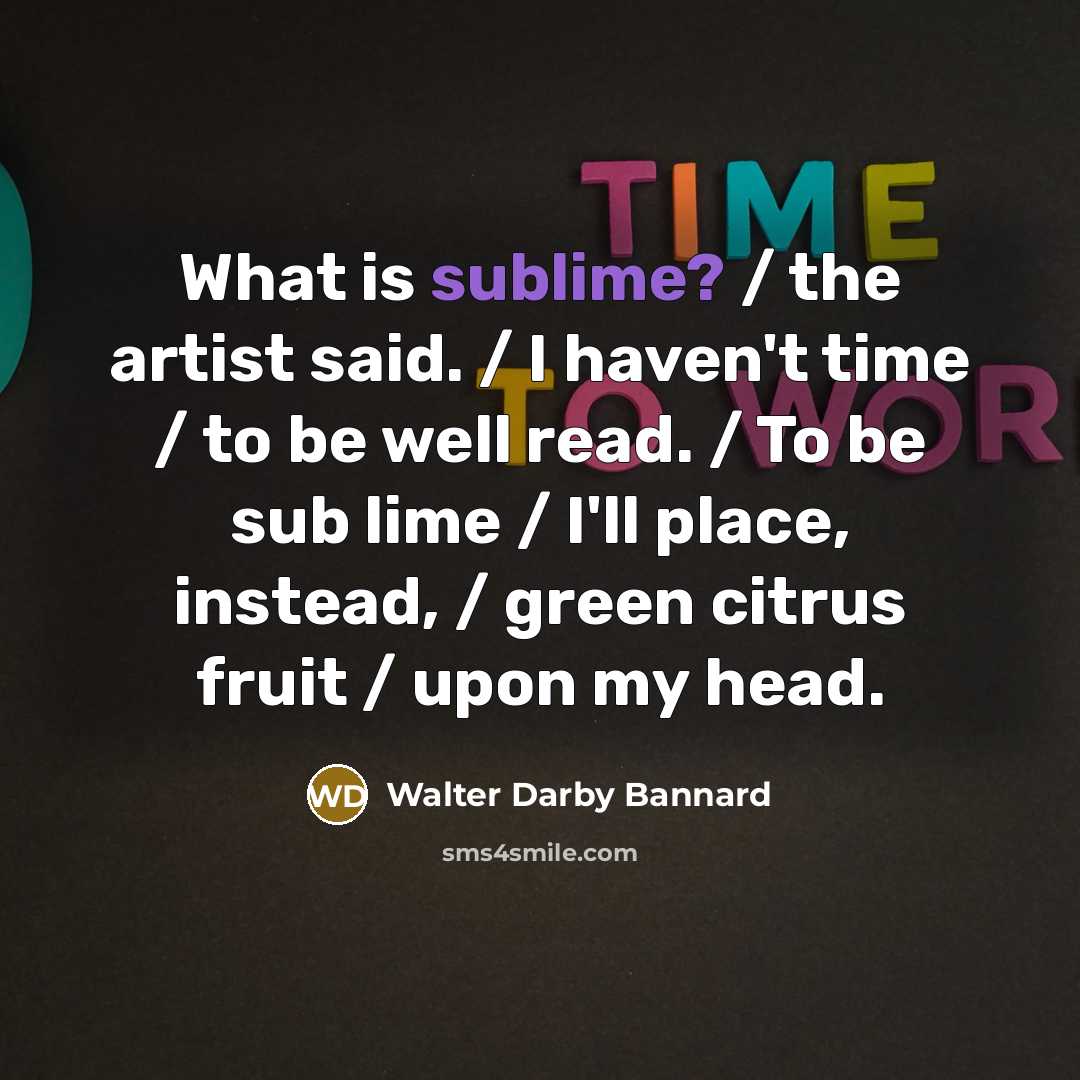 “What is sublime? / the artist said. / I haven't…” quote by Walter Darby Bannard
