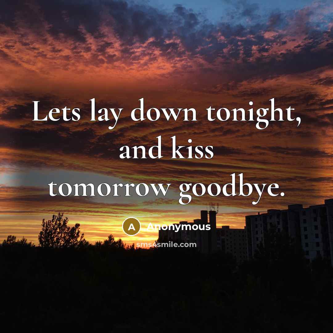 “Lets lay down tonight, and kiss tomorrow goodbye.” quote by Anonymous