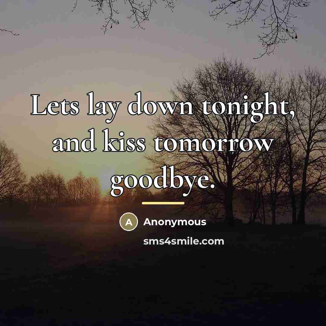 “Lets lay down tonight, and kiss tomorrow goodbye.…” quote by Anonymous