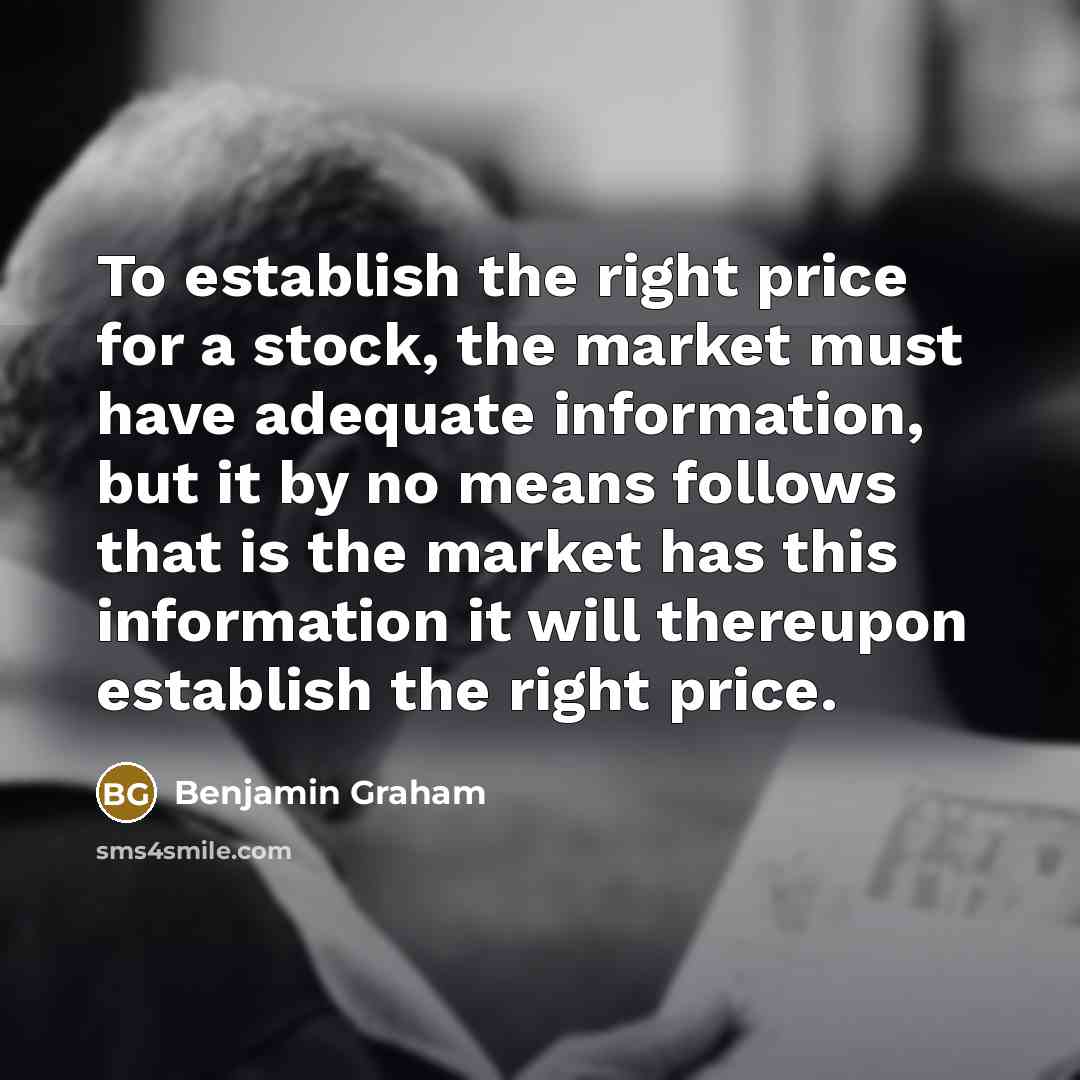 “To establish the right price for a stock, the market…” quote by Benjamin Graham