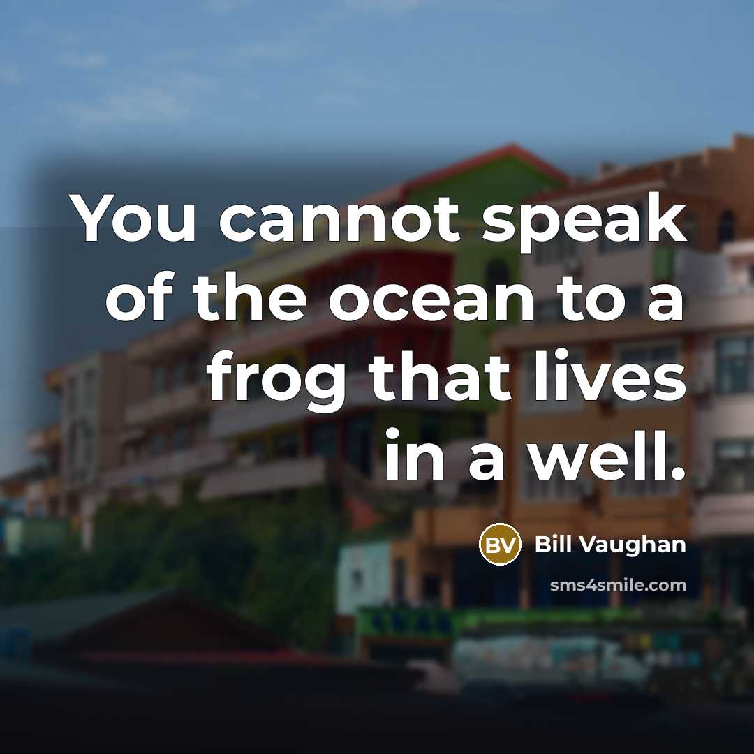 “You cannot speak of the ocean to a frog that lives in a well.” quote by Bill Vaughan