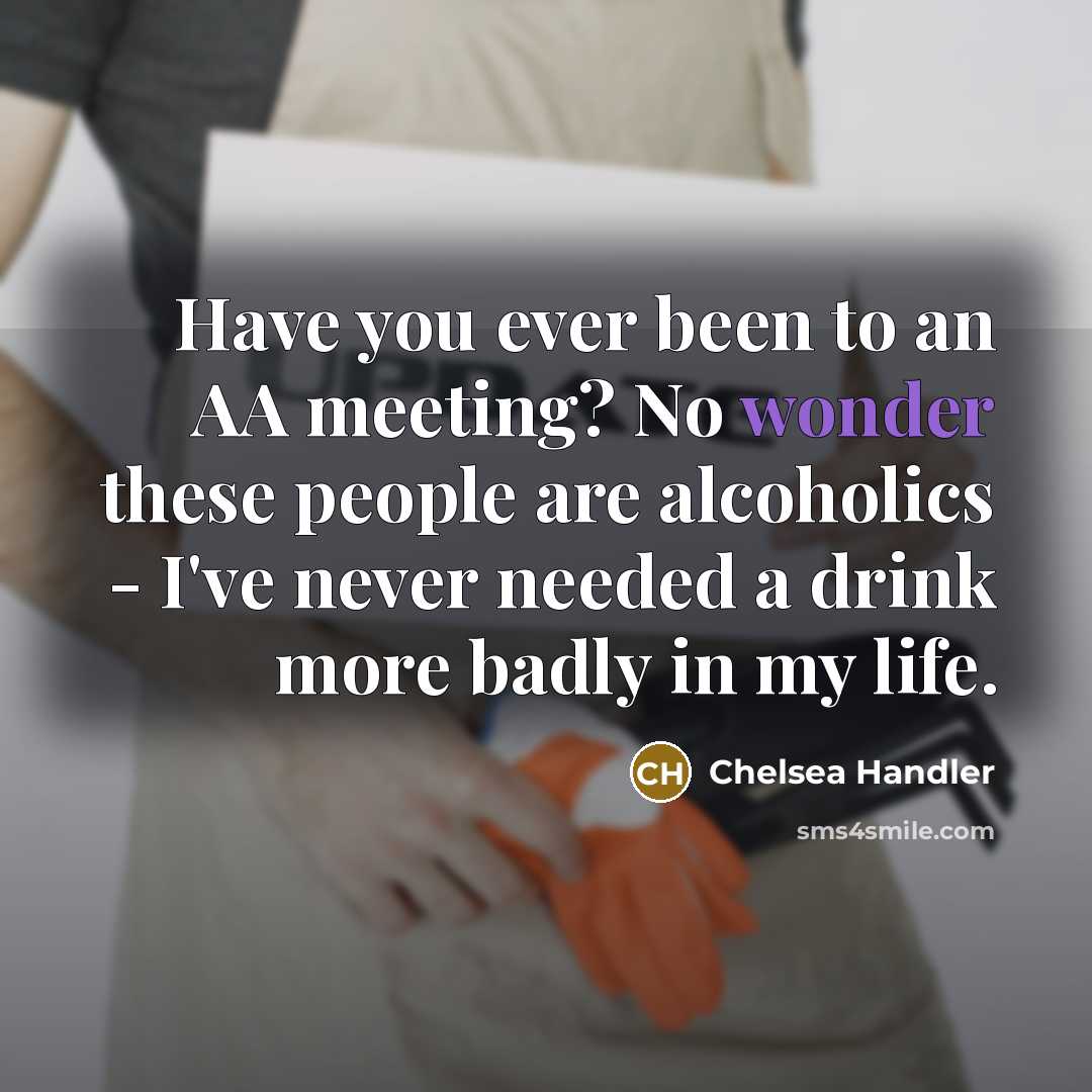 “Have you ever been to an AA meeting? No wonder…” quote by Chelsea Handler