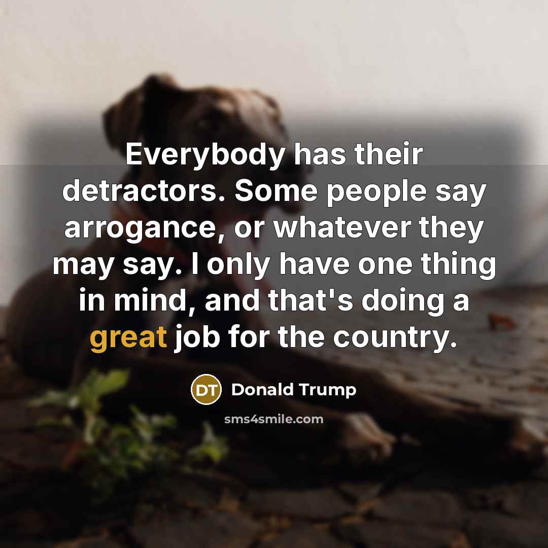 “Everybody has their detractors. Some people say arrogance, or whatever…” quote by Donald Trump