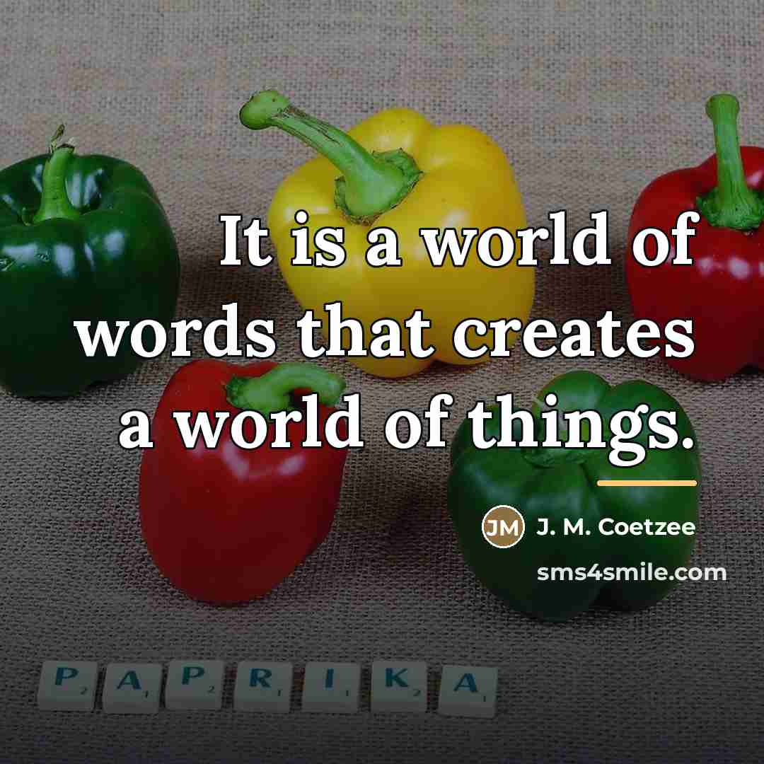 “It is a world of words that creates a world…” quote by J. M. Coetzee