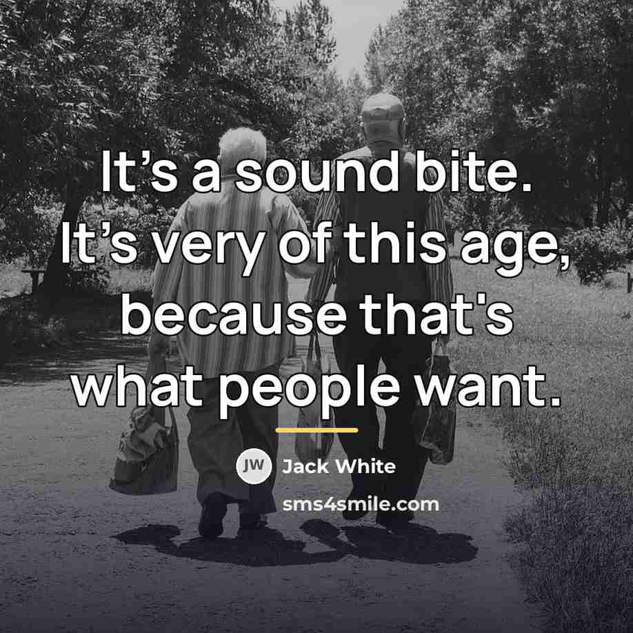 “It's a sound bite. It's very of this age, because…” quote by Jack White
