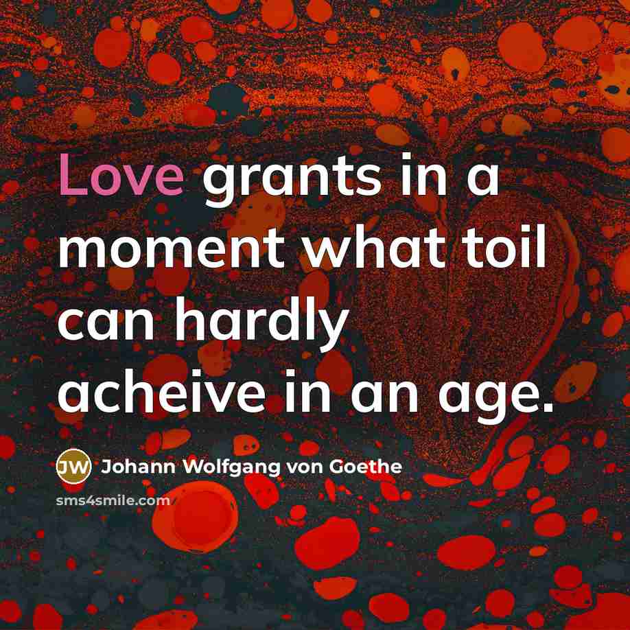 “Love grants in a moment what toil can hardly acheive…” quote by Johann Wolfgang von Goethe