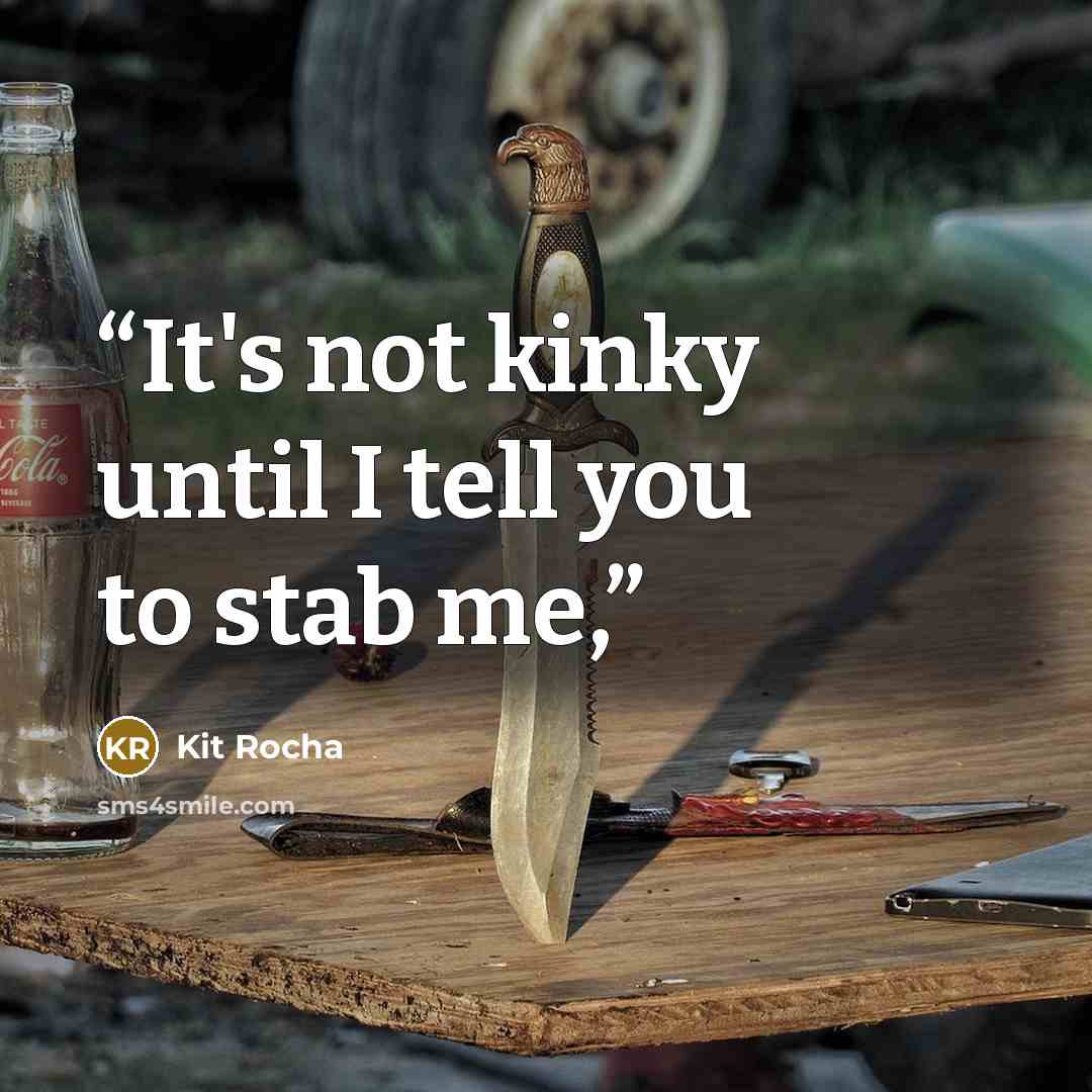 “It's not kinky until I tell you to stab me,” quote by Kit Rocha