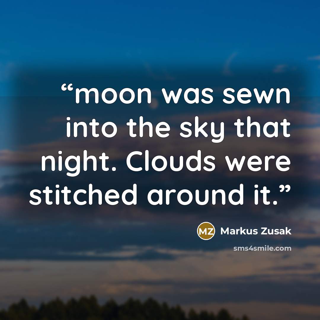 “moon was sewn into the sky that night. Clouds were stitched around it.” quote by Markus Zusak