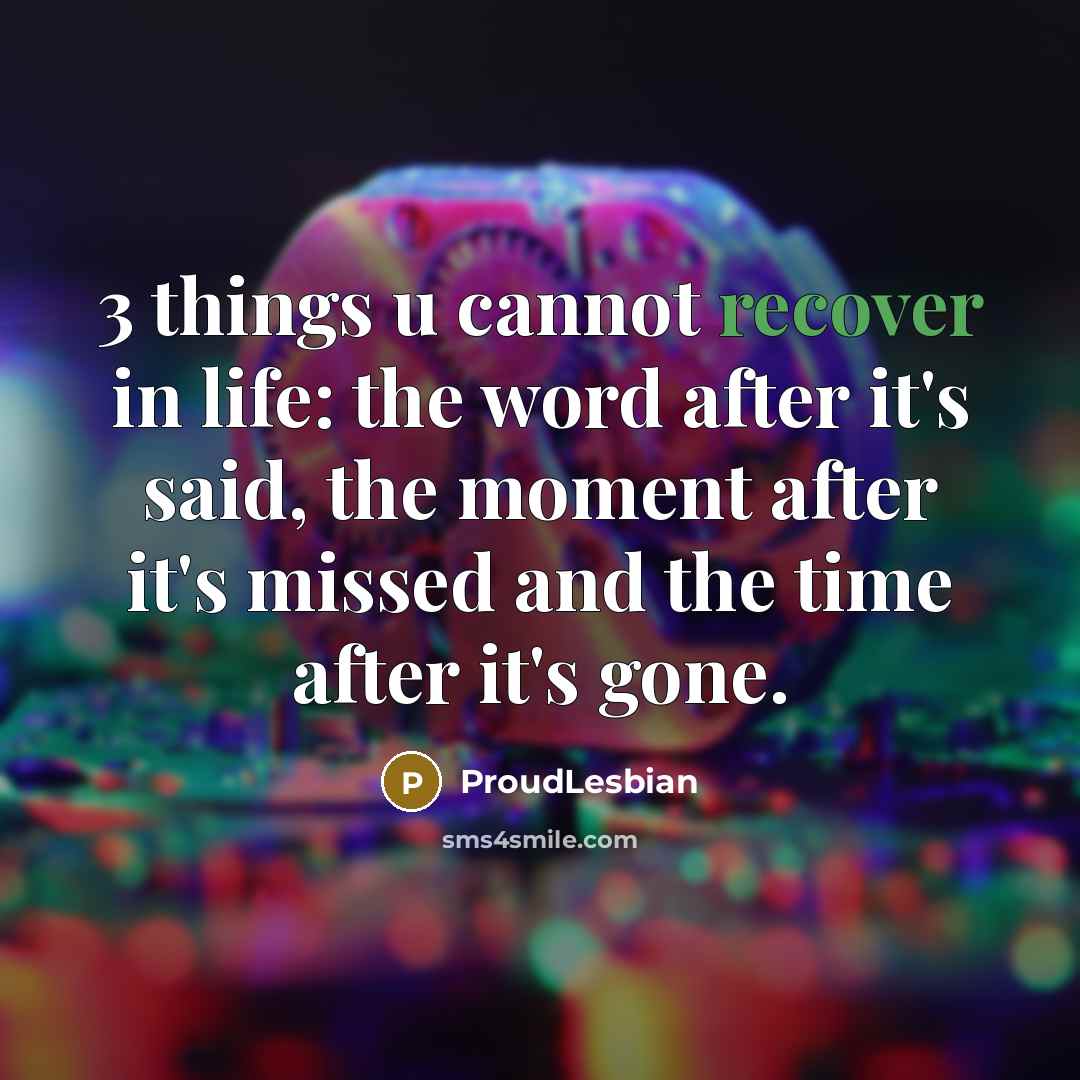 “3 things u cannot recover in life: the word after…” quote by ProudLesbian