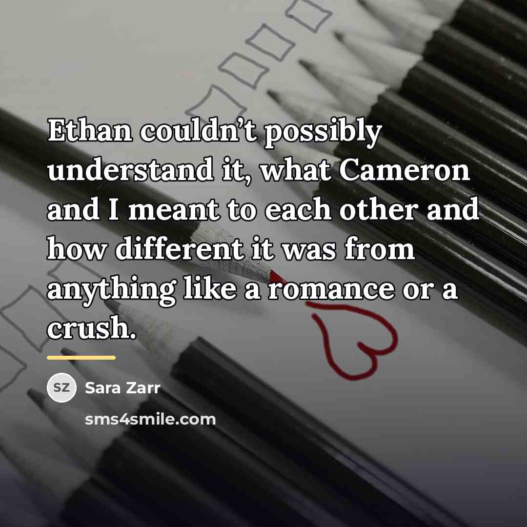 “Ethan couldn’t possibly understand it, what Cameron and I meant…” quote by Sara Zarr