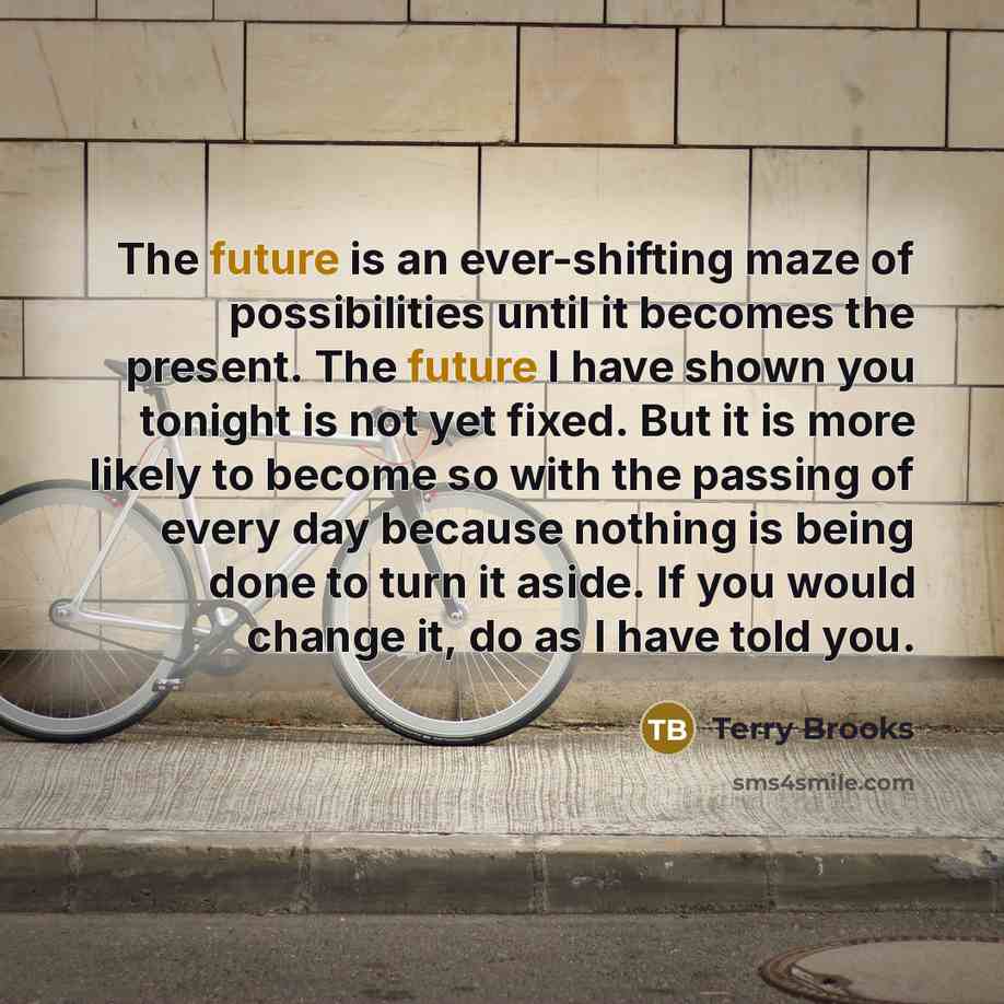 “The future is an ever-shifting maze of possibilities until it…” quote by Terry Brooks