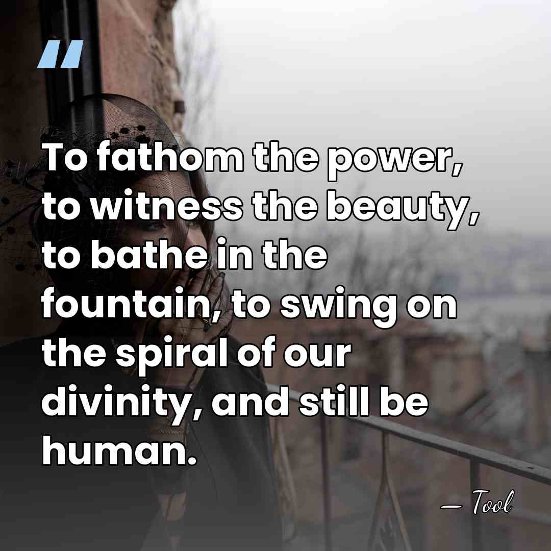 To fathom the power, to witness the beauty, to bathe in the&hellip; - Tool