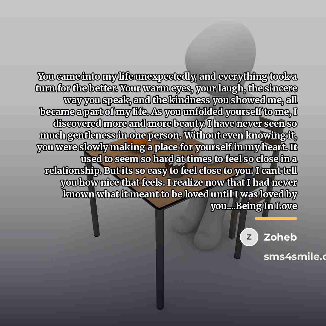 “You came into my life unexpectedly, and everything took a…” quote by Zoheb
