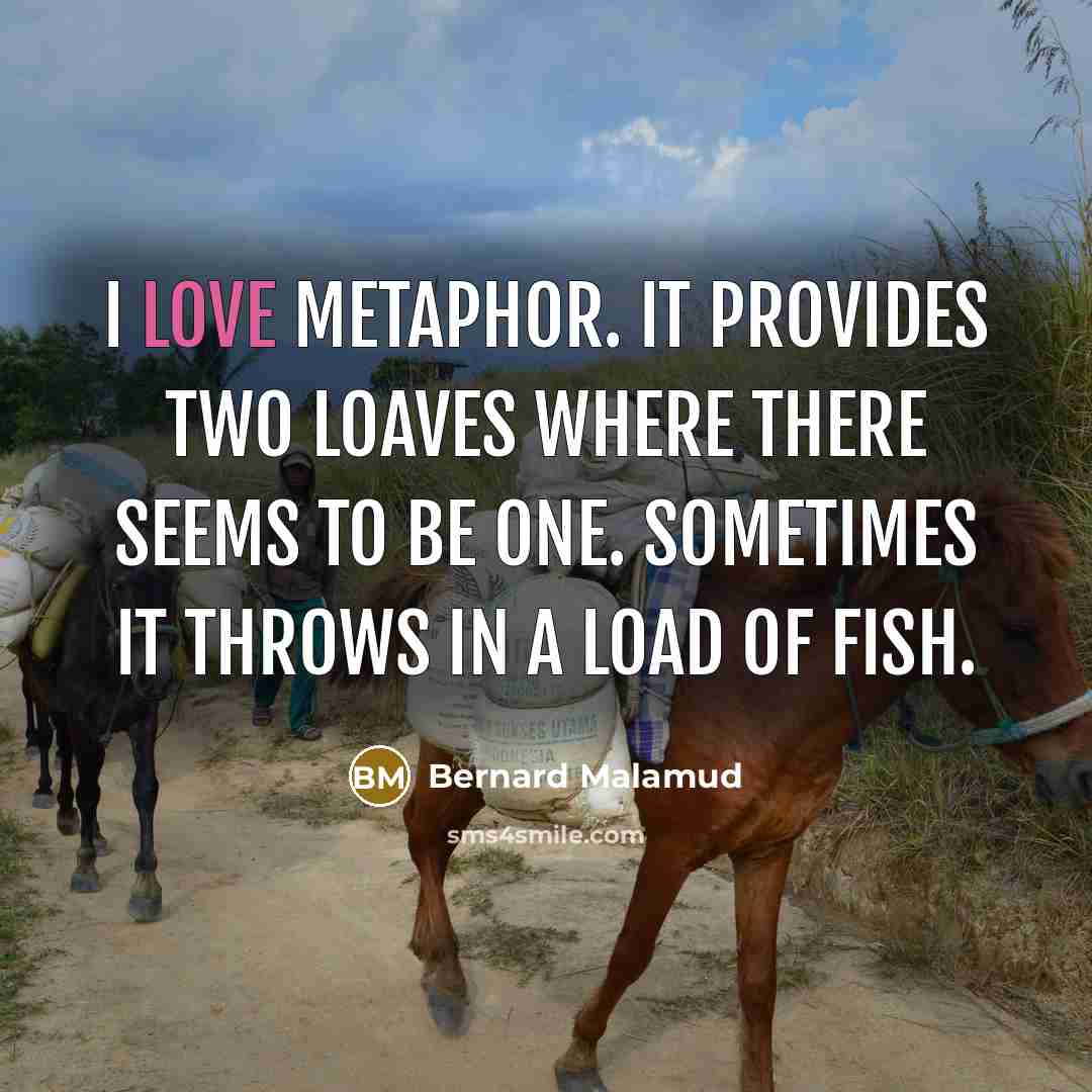 “I love metaphor. It provides two loaves where there seems to be one. Sometimes it throws in a load of fish.” quote by Bernard Malamud