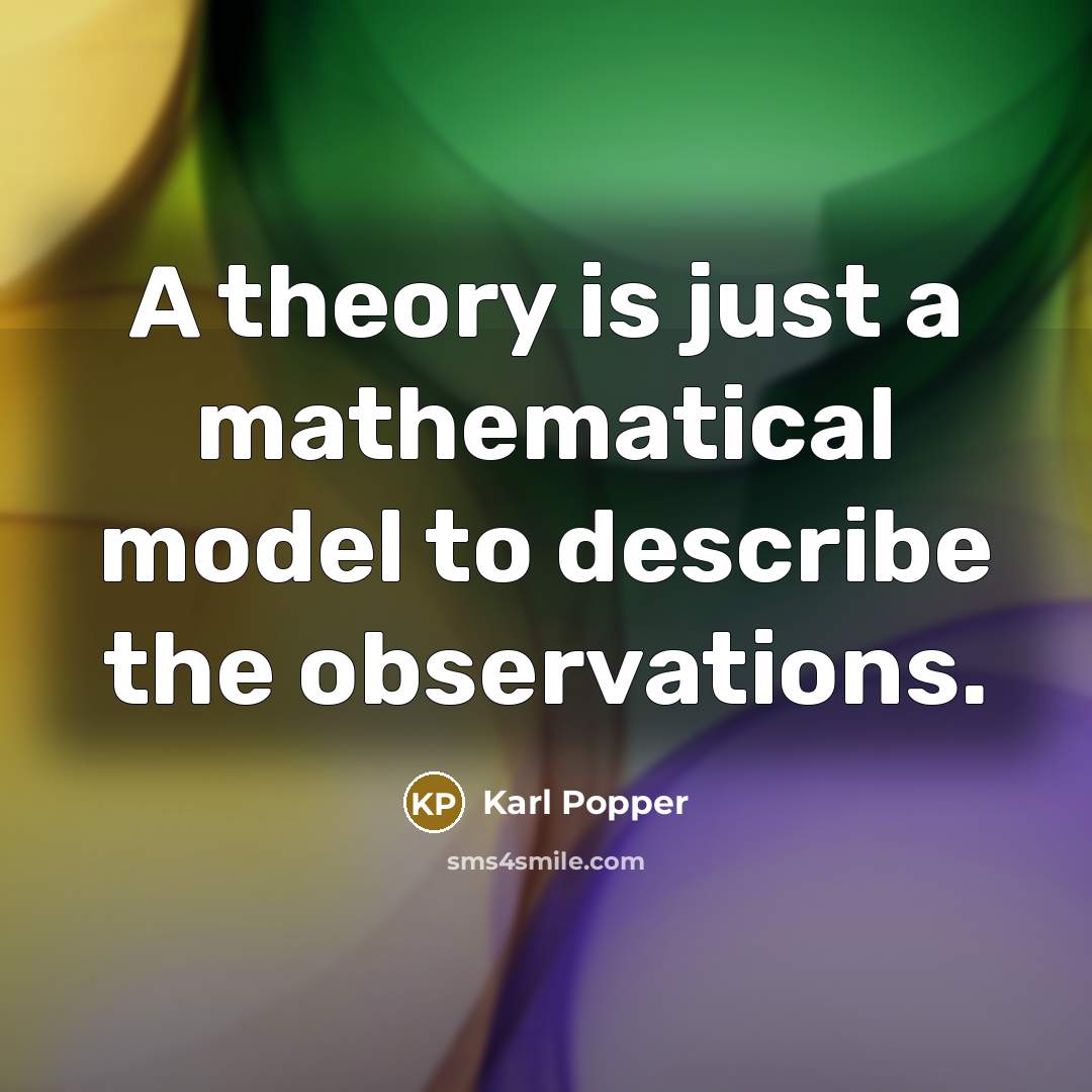 “A theory is just a mathematical model to describe the…” quote by Karl Popper