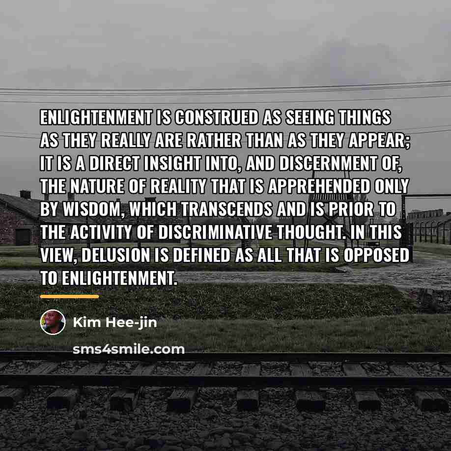“Enlightenment is construed as seeing things as they really are…” quote by Kim Hee-jin