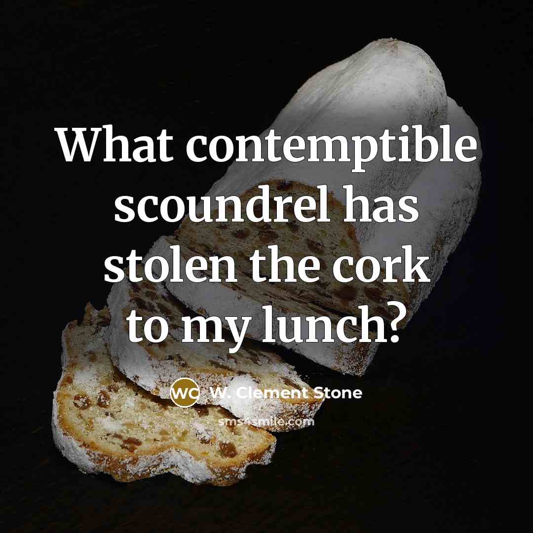 “What contemptible scoundrel has stolen the cork to my lunch?…” quote by W. Clement Stone