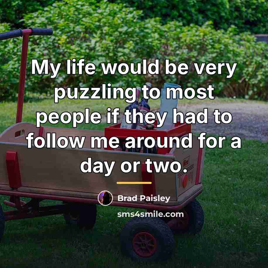 “My life would be very puzzling to most people if…” quote by Brad Paisley