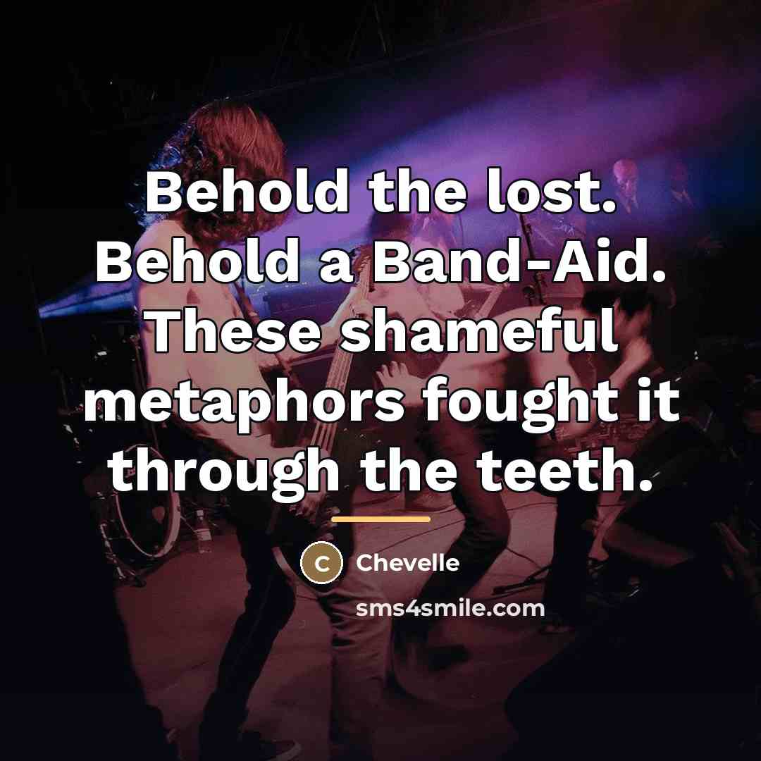 “Behold the lost. Behold a Band-Aid. These shameful metaphors fought…” quote by Chevelle