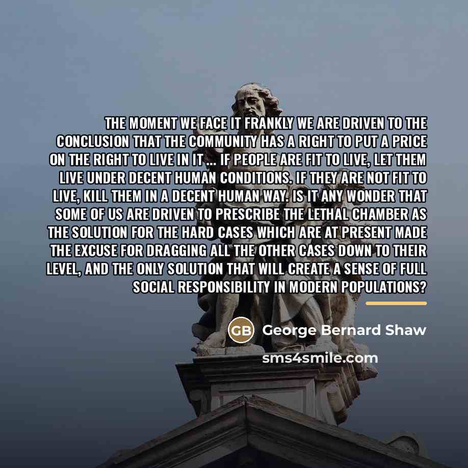 “The moment we face it frankly we are driven to…” quote by George Bernard Shaw