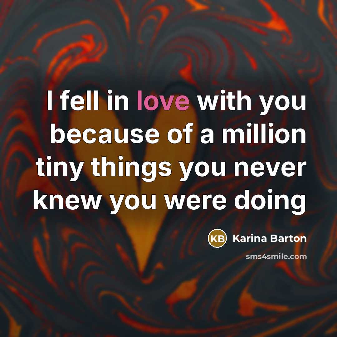 “I fell in love with you because of a million…” quote by Karina Barton
