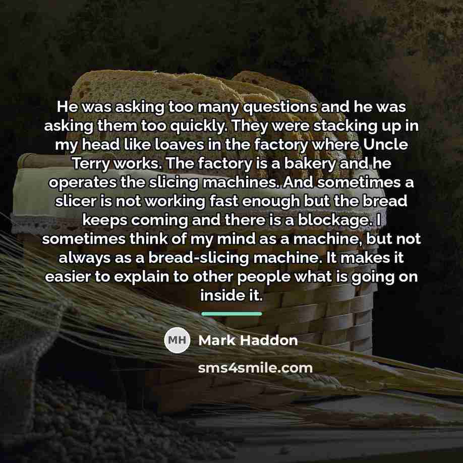“He was asking too many questions and he was asking…” quote by Mark Haddon