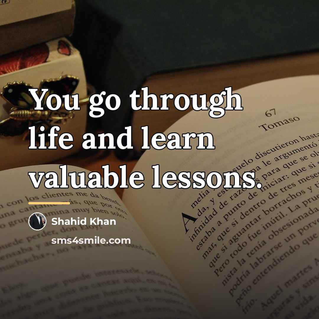 “You go through life and learn valuable lessons.…” quote by Shahid Khan