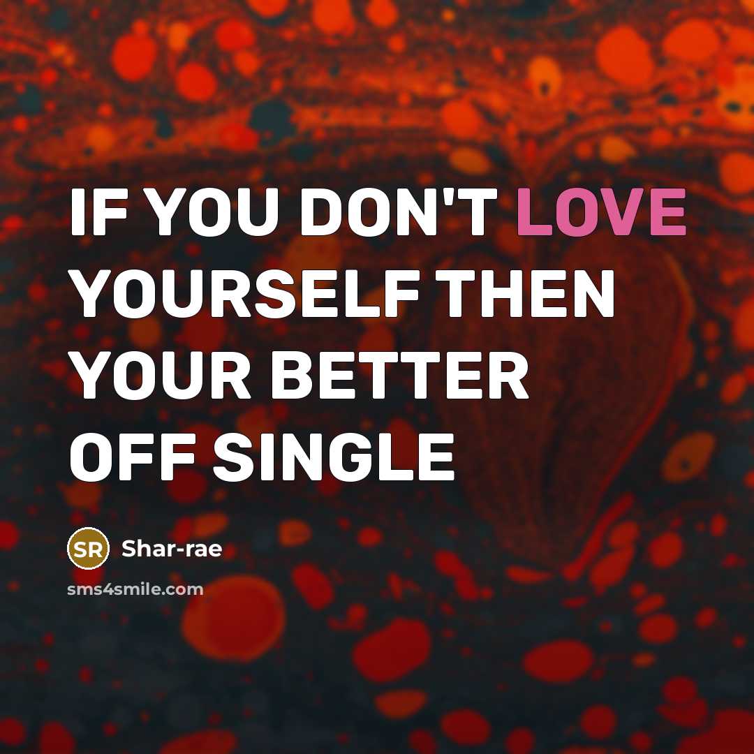 “IF YOU DON'T LOVE YOURSELF THEN YOUR BETTER OFF SINGLE…” quote by Shar-rae