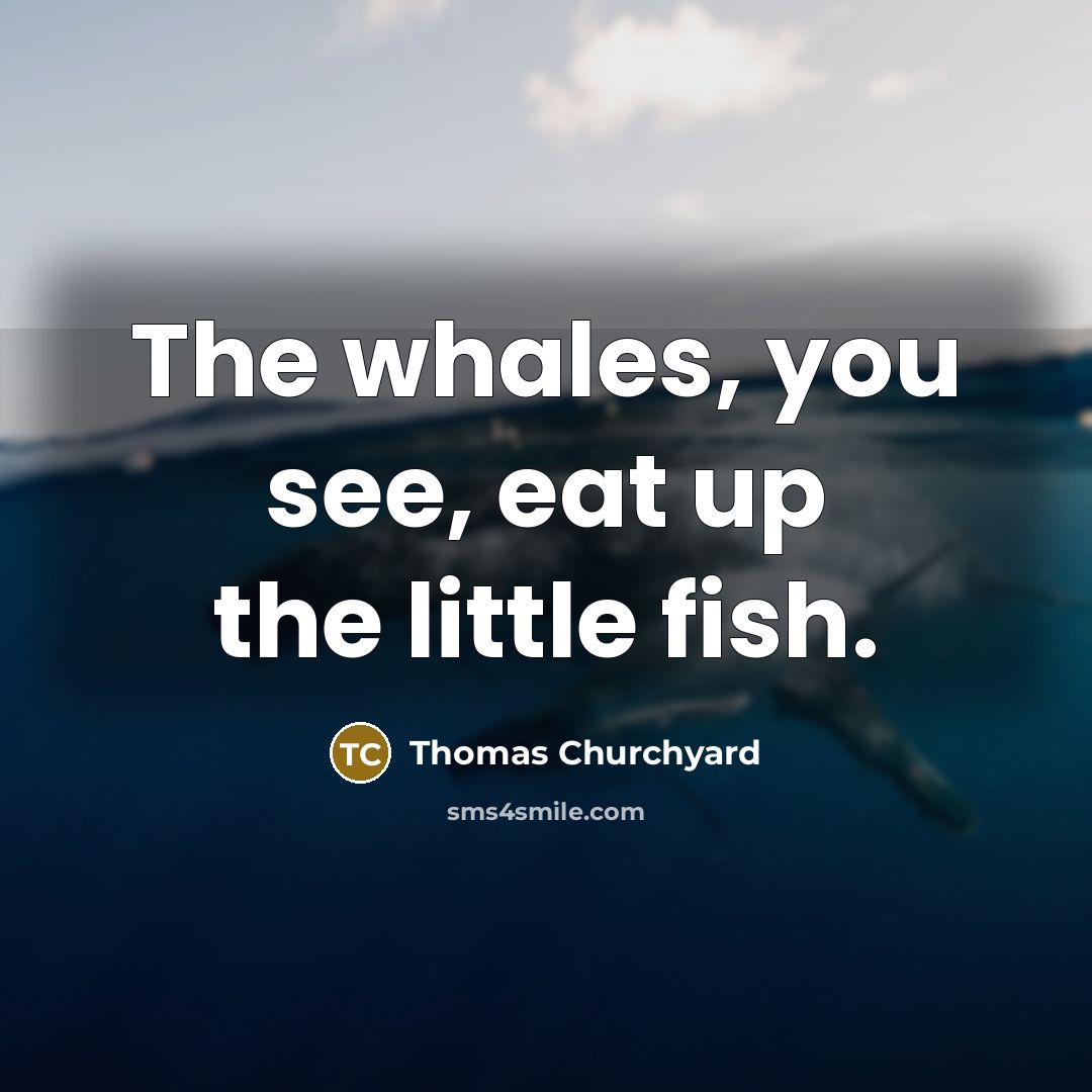 “The whales, you see, eat up the little fish.” quote by Thomas Churchyard