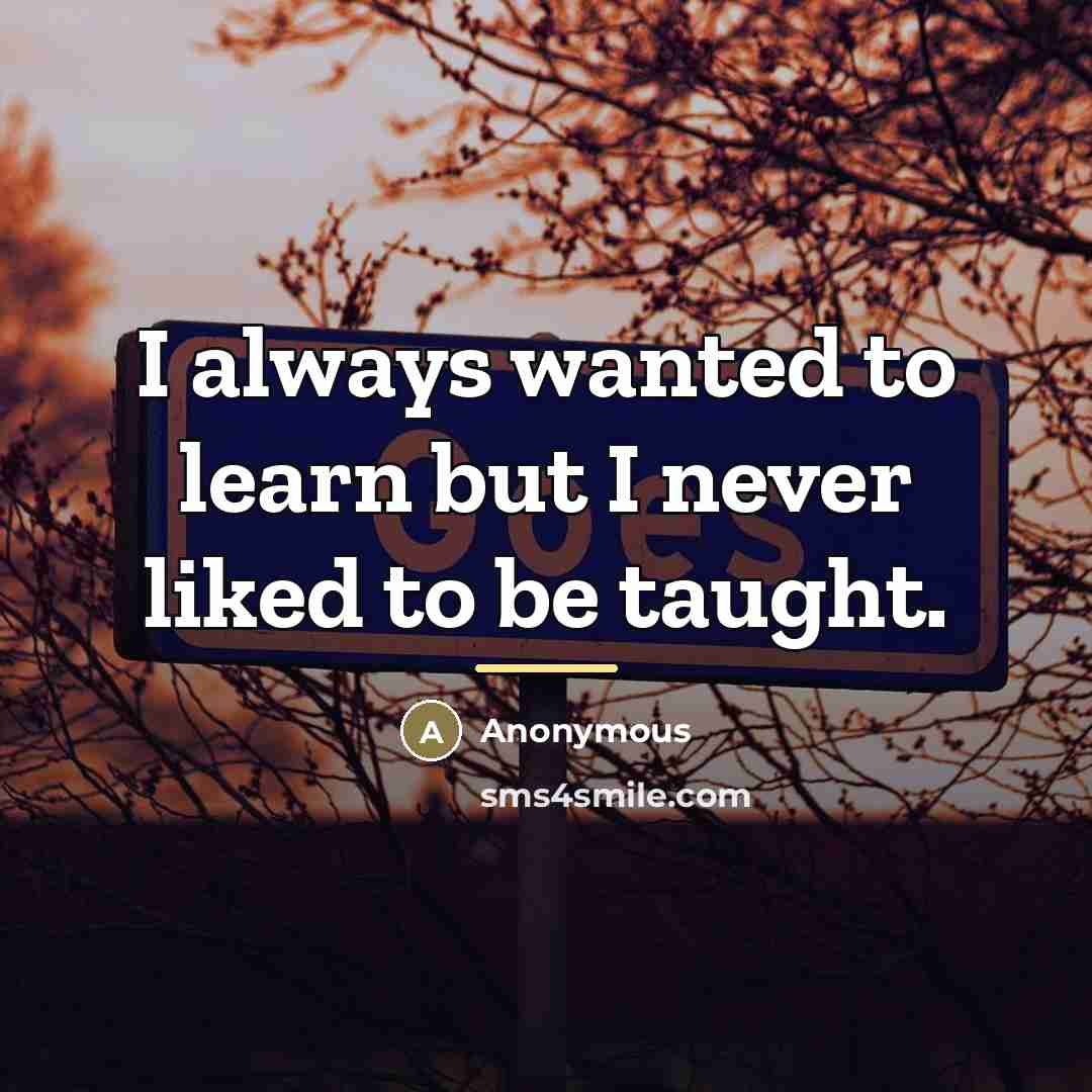 “I always wanted to learn but I never liked to…” quote by Anonymous