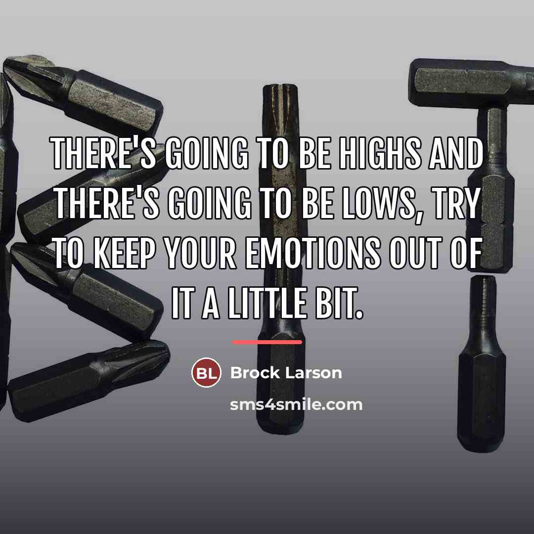 “There's going to be highs and there's going to be…” quote by Brock Larson