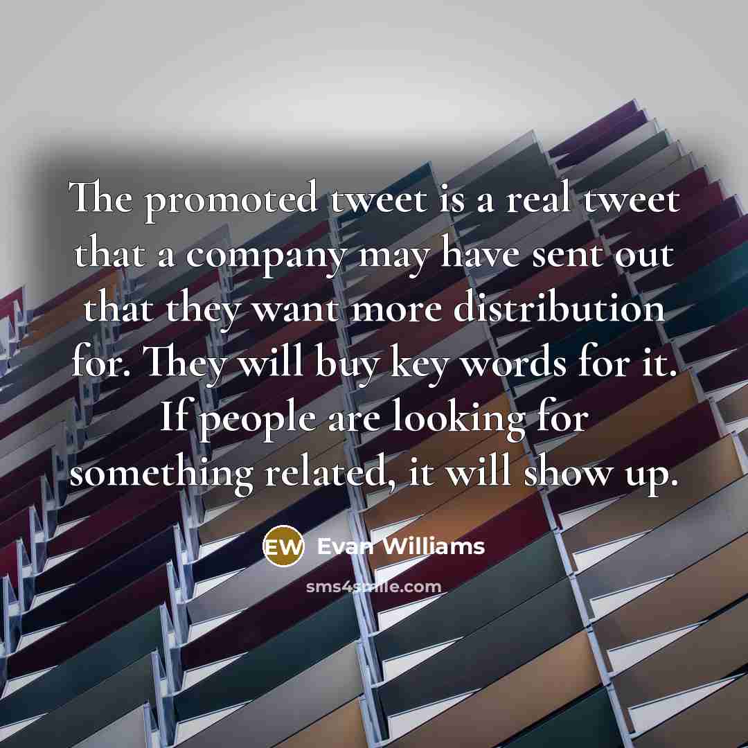 “The promoted tweet is a real tweet that a company…” quote by Evan Williams