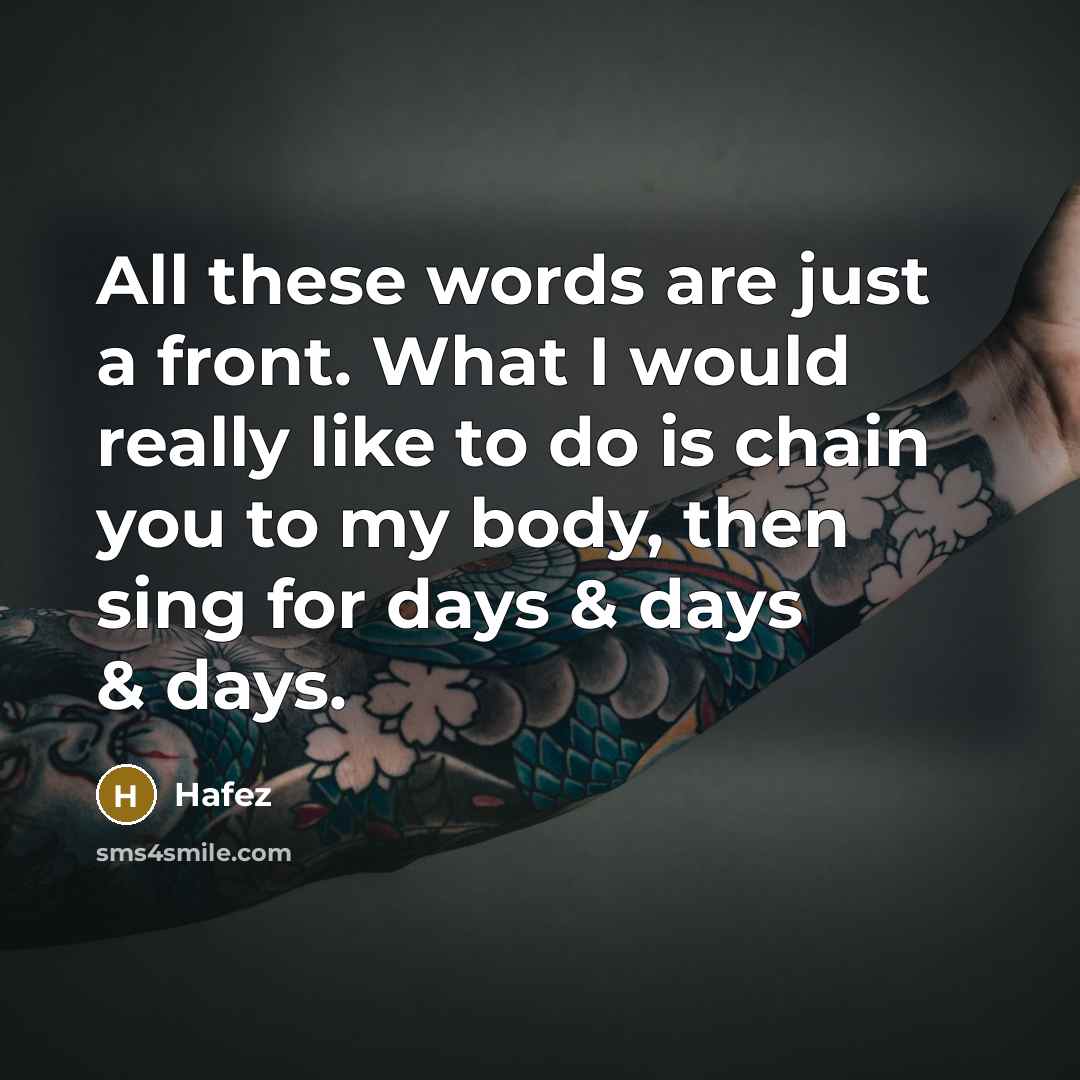 “All these words are just a front. What I would…” quote by Hafez