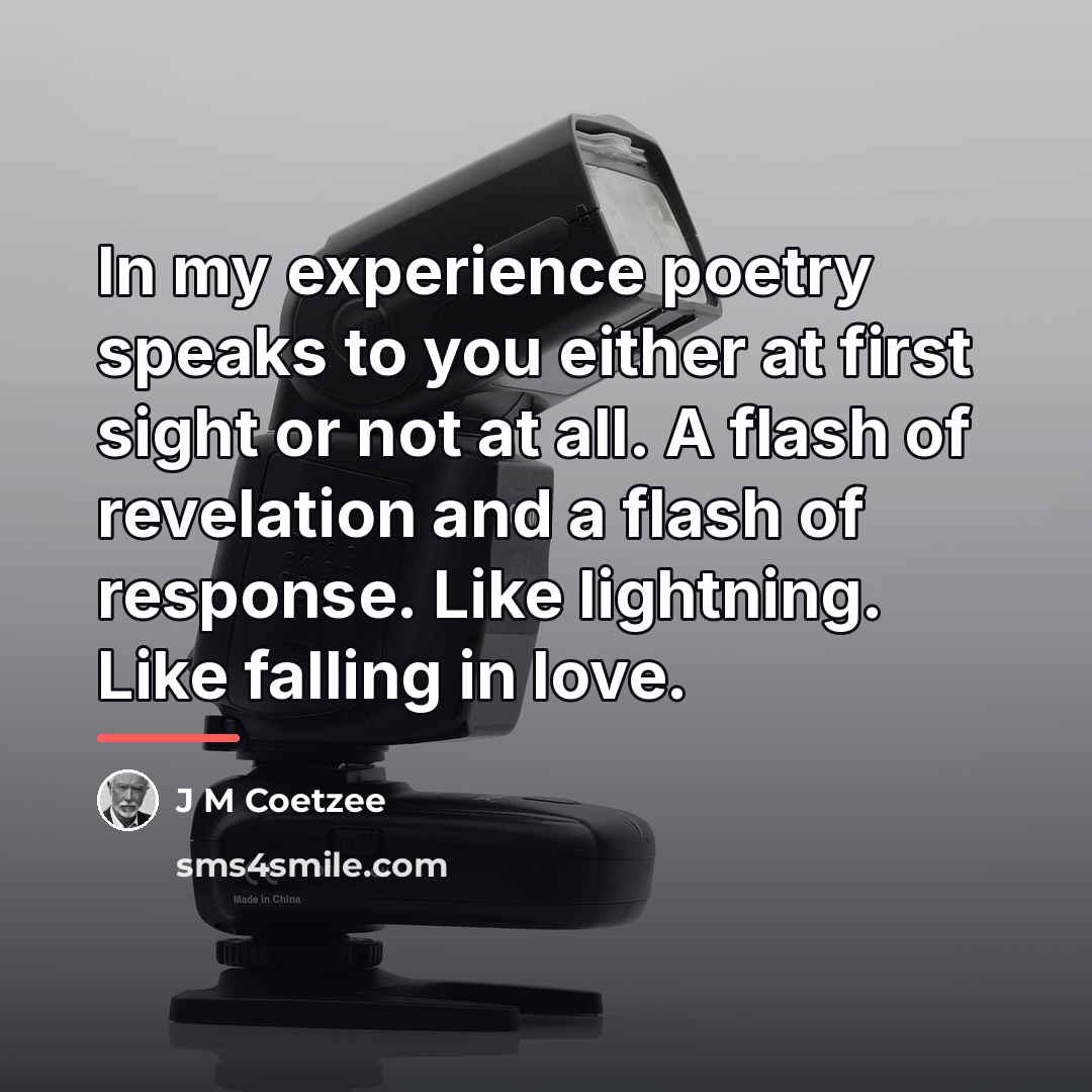 “In my experience poetry speaks to you either at first…” quote by Anonymous