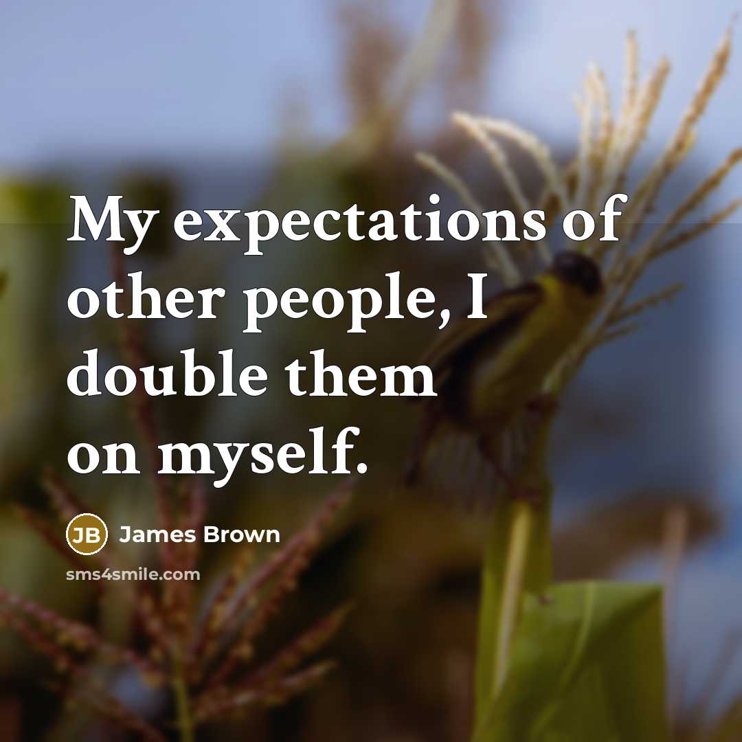 “My expectations of other people, I double them on myself.…” quote by James Brown