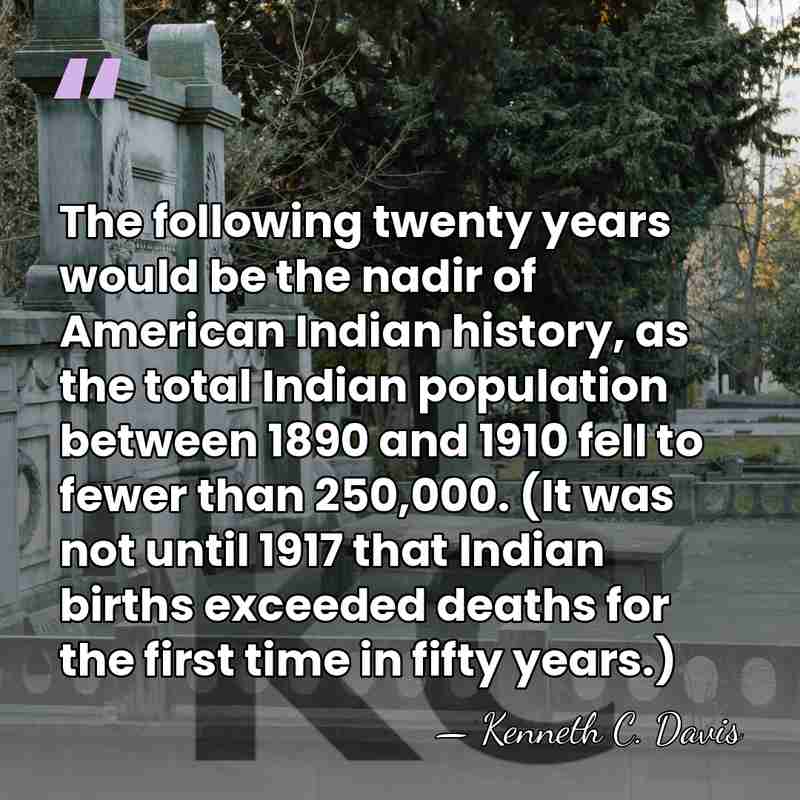 The following twenty years would be the nadir of American Indian history,&hellip; - Kenneth C. Davis