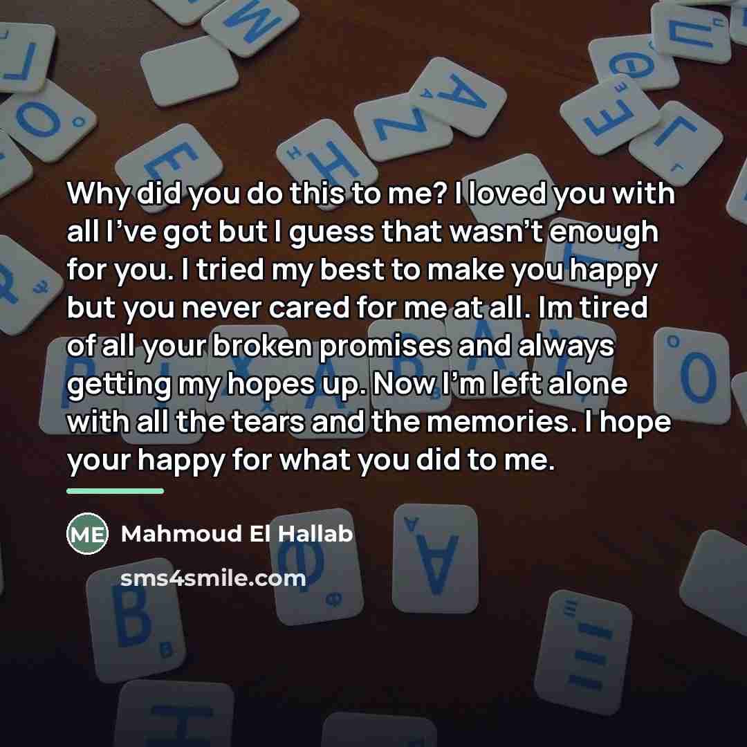 “Why did you do this to me? I loved you…” quote by Mahmoud El Hallab