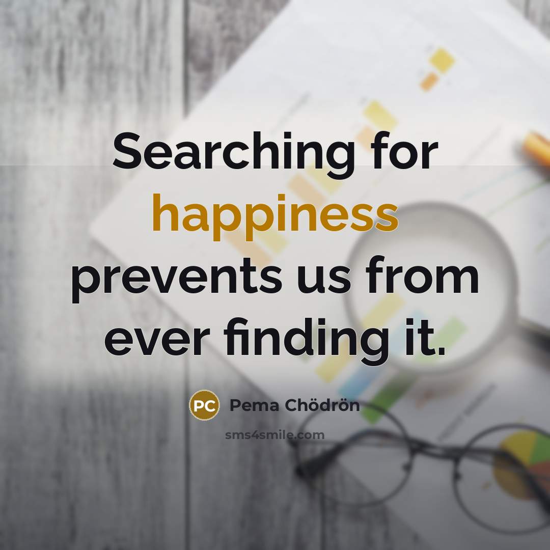 “Searching for happiness prevents us from ever finding it.” quote by Pema Chodron