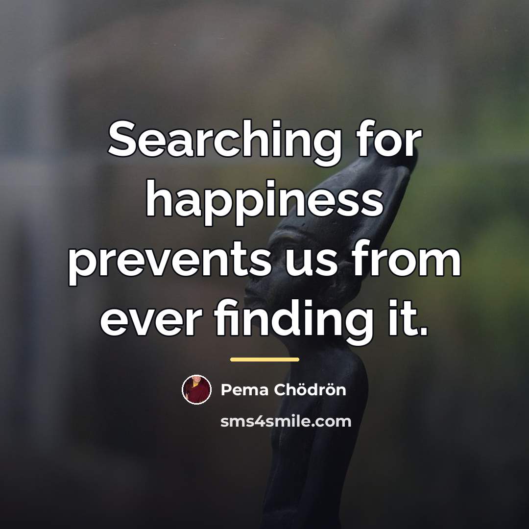 “Searching for happiness prevents us from ever finding it.…” quote by Pema Chodron